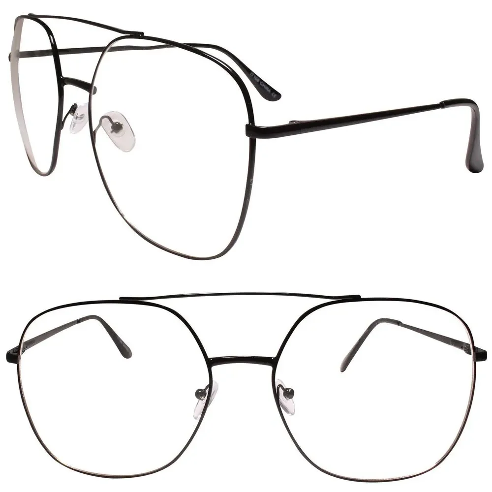Oversized Exaggerated Mens Womens Square Black Frame Clear Lens Glasses